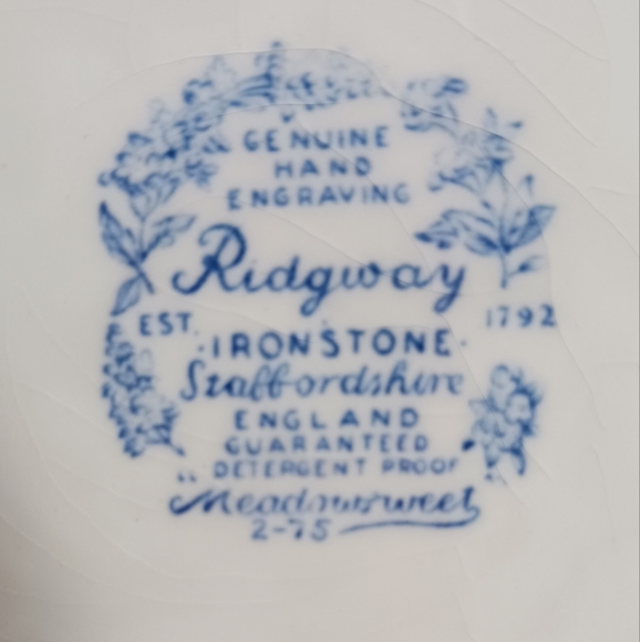 Genuine Hand Engraving Ridgway Ironstone Staffordshire England "Meadowsweet" - Picture 4 of 6